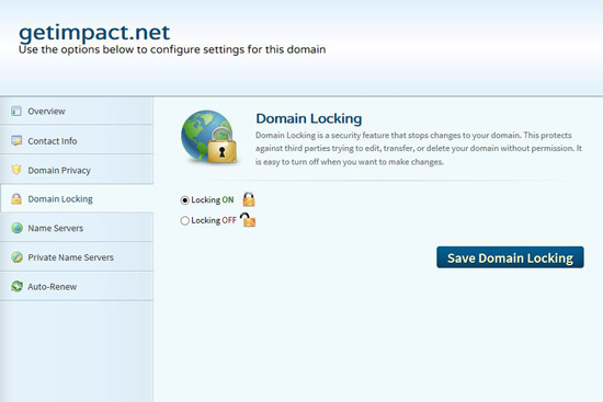 Setting Domain Name Locking