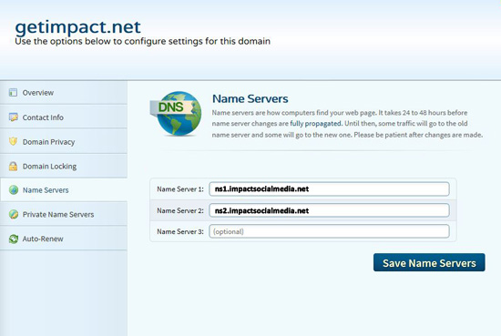 Setting Domain Name servers DNS
